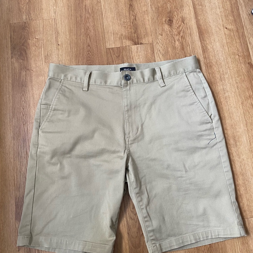 RVCA Men's Khaki Flat Front Shorts